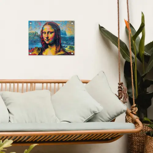Kleurrijke Mona Lisa tuinposter los doek klein -sfeer7