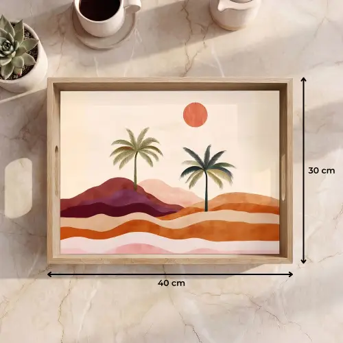 Palmbomen - Abstract - Zon - Heuvels Dienblad Rechthoek middel -USP_Formaat