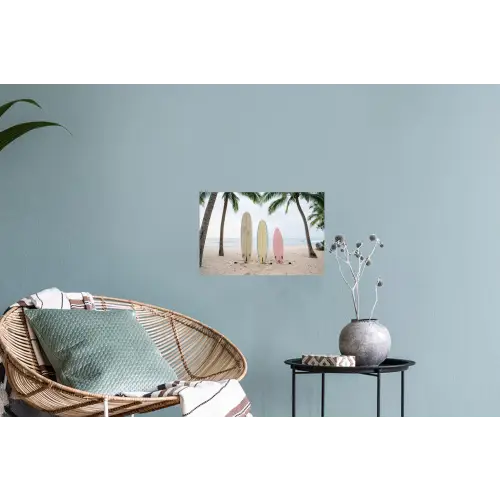Surfboard - Palmbomen - Kleurrijk Muursticker klein -plant