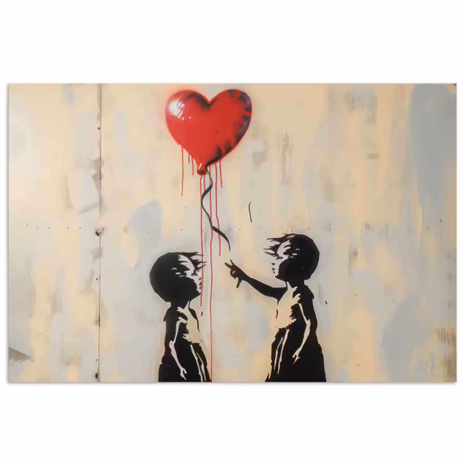 Poster - Straßenkunst - Banksy - Luftballon - Graffiti - Retro