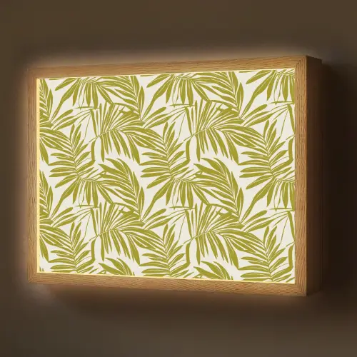 Palmblad - Patroon - Groen Light Box met batterij (Wandlamp) middel 907 -z3d_website