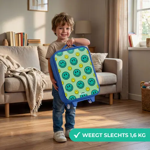 All smiles groen Kinderkoffer - Blauw klein -sfeer2_NL