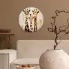 Giraffen - Cartoon - Crème Wandcirkel kunststof plaat 5mm dik klein -sfeer1