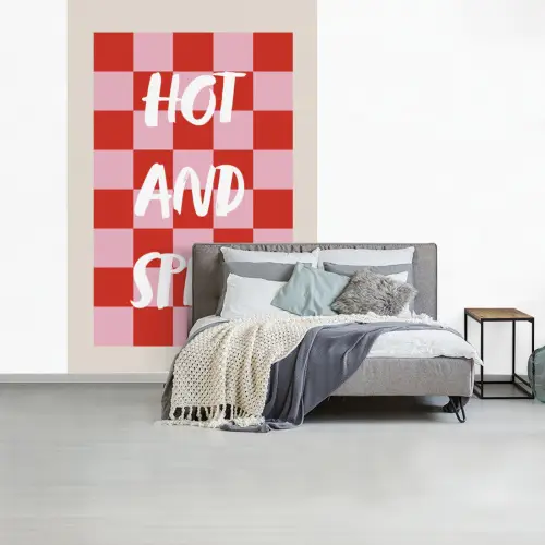 Hot - Spicy - Geruit - Rood fotobehang vinyl groot -slaapkamer
