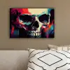 Schedel - Abstract - Rood - Blauw - Graffiti canvas 2cm klein -sfeer3