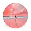 Roze - Surfen - Zee Wandcirkel aluminium klein -3d