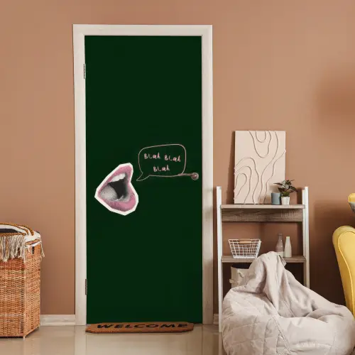 Illustratie - Mond - Donkergroen - Tekstwolkje deurposter klein -sfeer1
