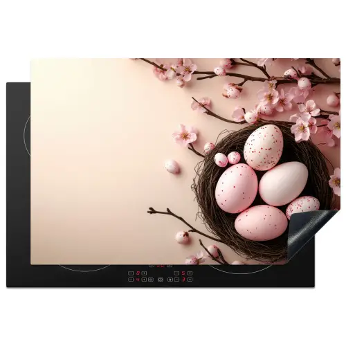 Roze - Bloesems - Eieren Inductie beschermer vinyl 3mm klein -3d