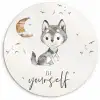 Spreuken - Wolf - Be yourself - Kinderen - Jongens - Meisjes - Waterverf Wandcirkel kunststof plaat 5mm dik klein -3d