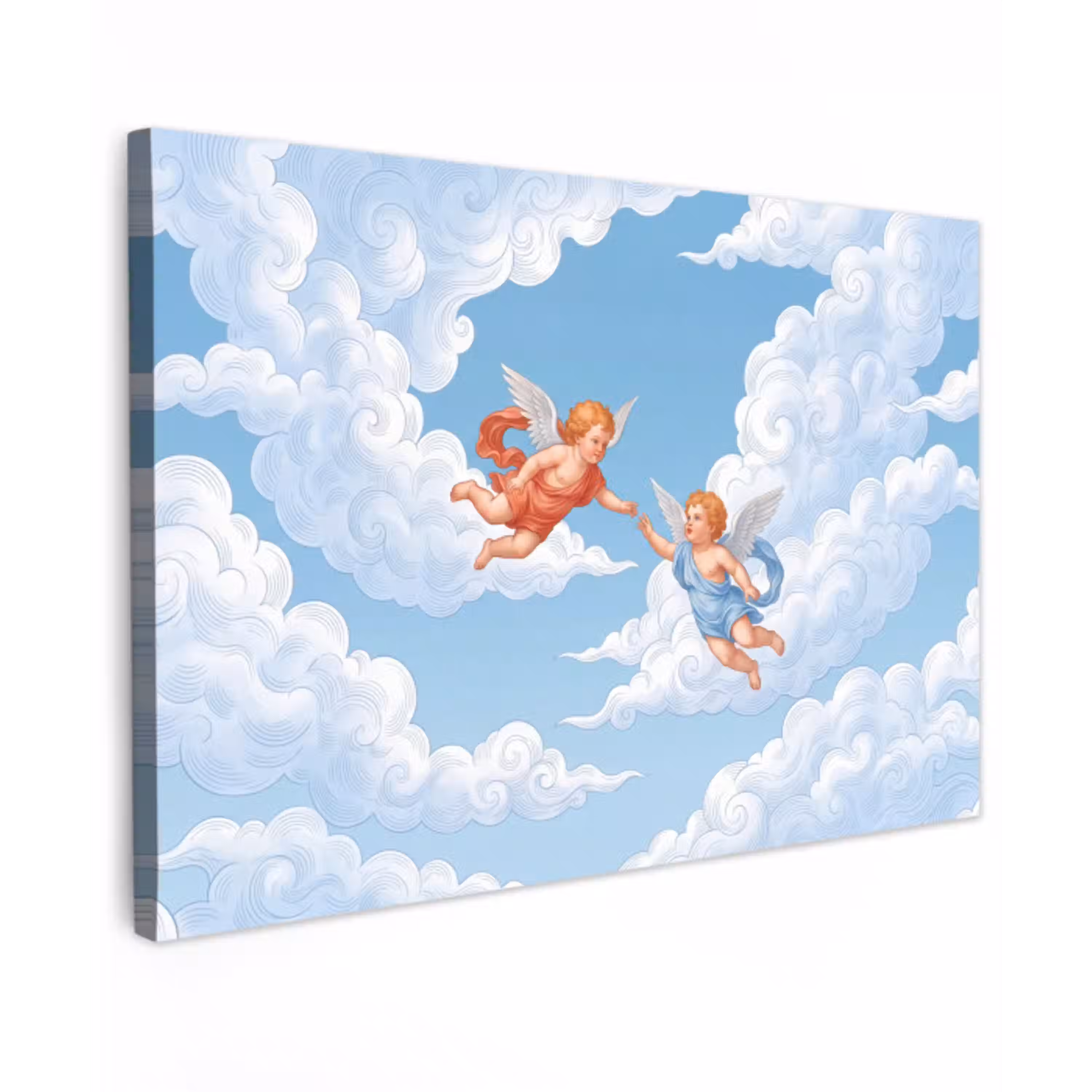 Engel - Vliegend - Klassiek - Blauw canvas 2cm klein -z3d