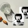 Vrouw - Lolly - Zwart - Wit onderzetter kurk middel -sfeer4