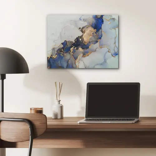 Marmer - Blauw - Goud PET vilt klein -sfeer5