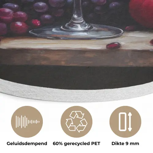 Wijn - Fruit - Stilleven Akoestische PET Vilt - Rond klein -closeup_NL