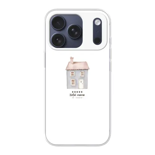 Lichtblauw - Huisje - Mama - Tekst Telefoonhoesje iPhone 17 Pro klein -3d