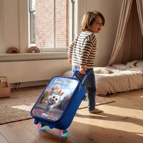 konijn - Ballonnen Kinderkoffer - Blauw klein -sfeer1