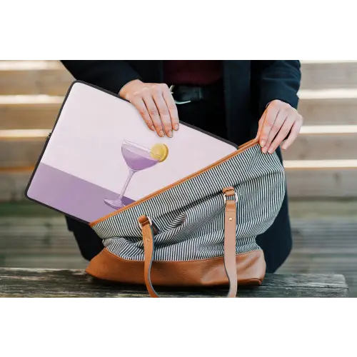 Cocktail - Paars - Minimalistisch - Citroen laptophoes neopreen klein -tas