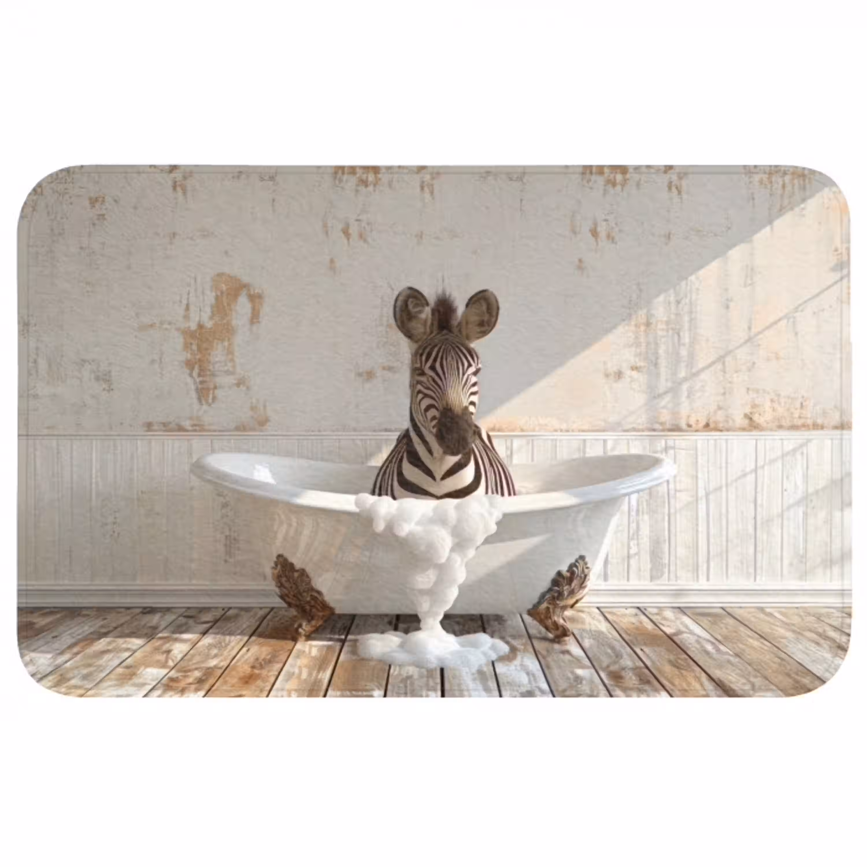 Vintage - Zebra - Wilde dieren - Badkuip WCmat middel -3d