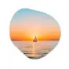 Zee - Zeilboot - Zonsondergang Wandcirkel Organisch Plexiglas middel -3d