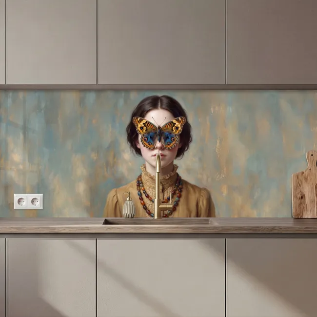 Keuken achterwand - Portret - Vlinder - Kleurrijk