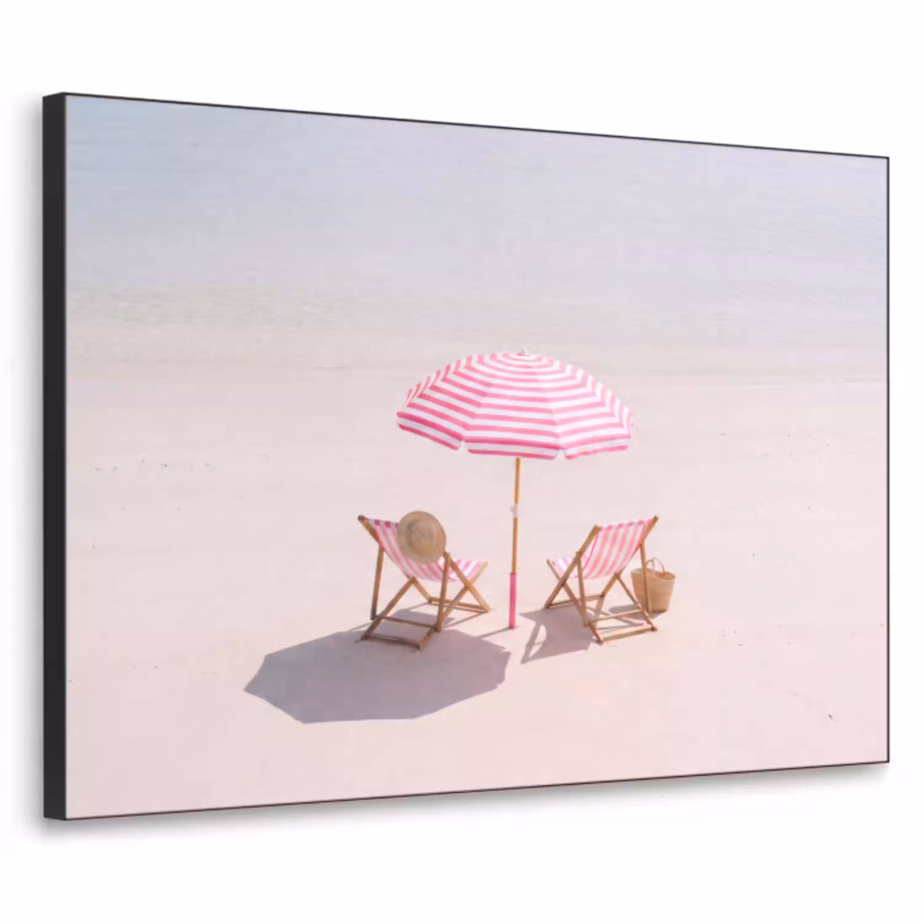 Strand - Parasol - Ligstoel - Zomer - Roze Textielframe zwart klein -3d