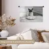 Kat - Siamees - Zwart Wit - Schattig - Dieren Wandkleed katoen klein -sfeer1