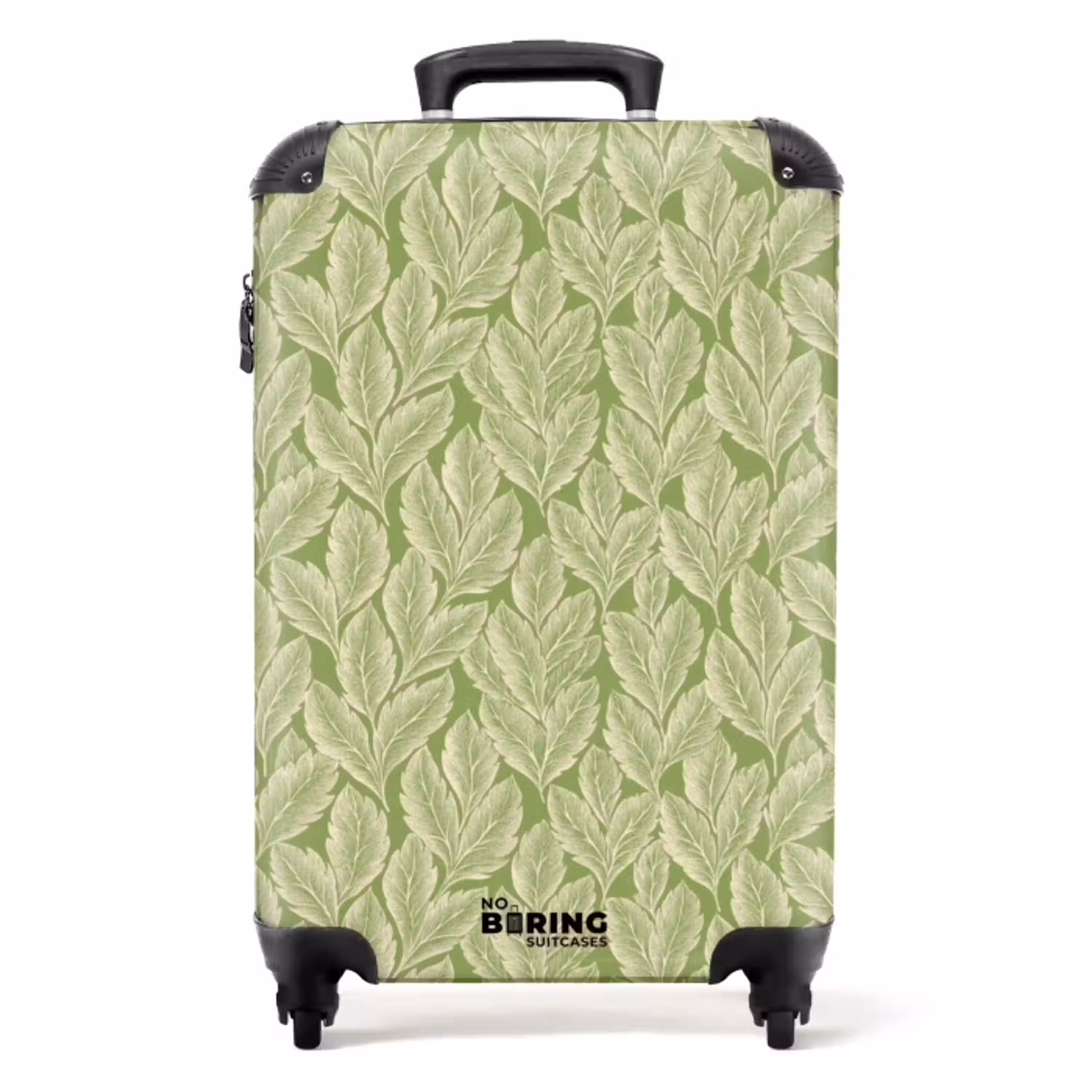 Groen - Botanisch - Bladeren - Vintage - Patroon NBS - Handbagage koffer - Volwassenen Unisex middel -productfoto_recht