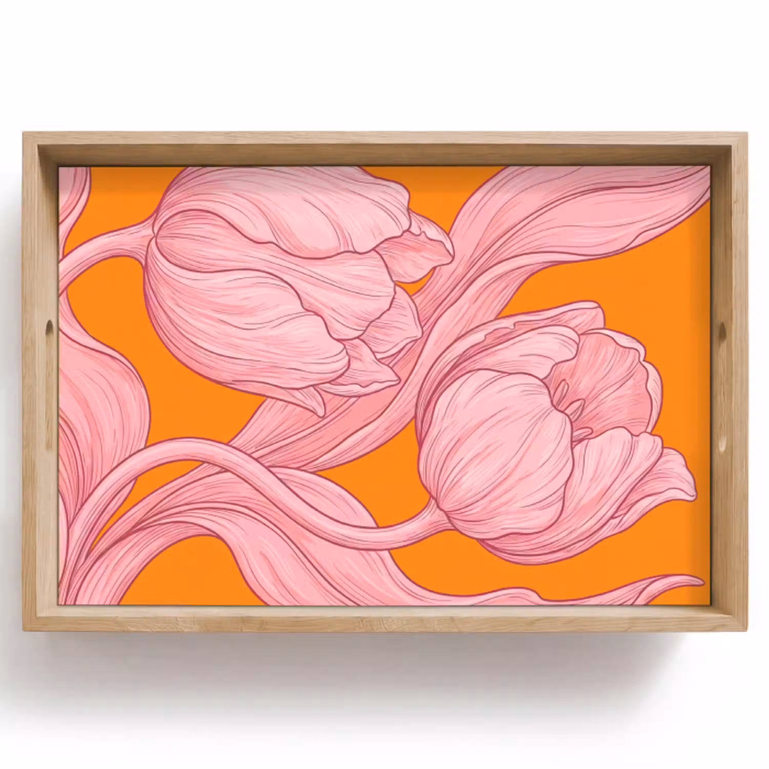 Roze bloemen - Modern Dienblad Rechthoek middel -z3d_shopping