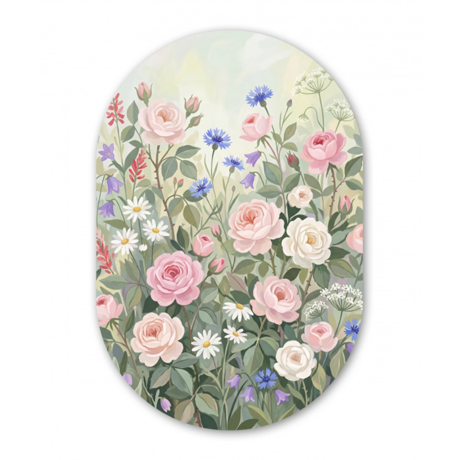 Bloemen - Tuin - Natuur - Kleurrijk Wandcirkel Ovaal Aluminium middel -3d