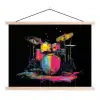 Drumstel - Kleurrijk - Verf - Levendig textielposter latten blank klein -3d