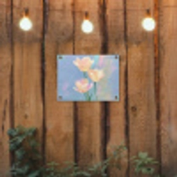 Tulpen - Roze accenten - Blauw tuinposter los doek klein -sfeer1