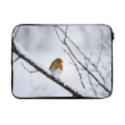 Roodborstje - Tak - Sneeuw - Winter - Levendig laptophoes neopreen klein -3d