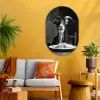 Geit - Bord - Spaghetti - Zwart Wit Wandcirkel Ovaal Glas middel -sfeer4