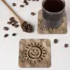 Gezichtje - Zon - Zand - Getekend onderzetter kurk middel -sfeer2