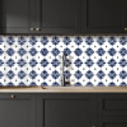 Tegelmotief - Blauw - Wit - Bloem keuken achterwand 2 middel 871 -sfeer1