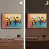 Vogels - Kleurrijk - Tak - Abstract Light Box met batterij (Wandlamp) middel -sfeer3