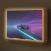 Racewagen - Neon - Snelheid - Paars Light Box met batterij (Wandlamp kind) middel -z3d_website