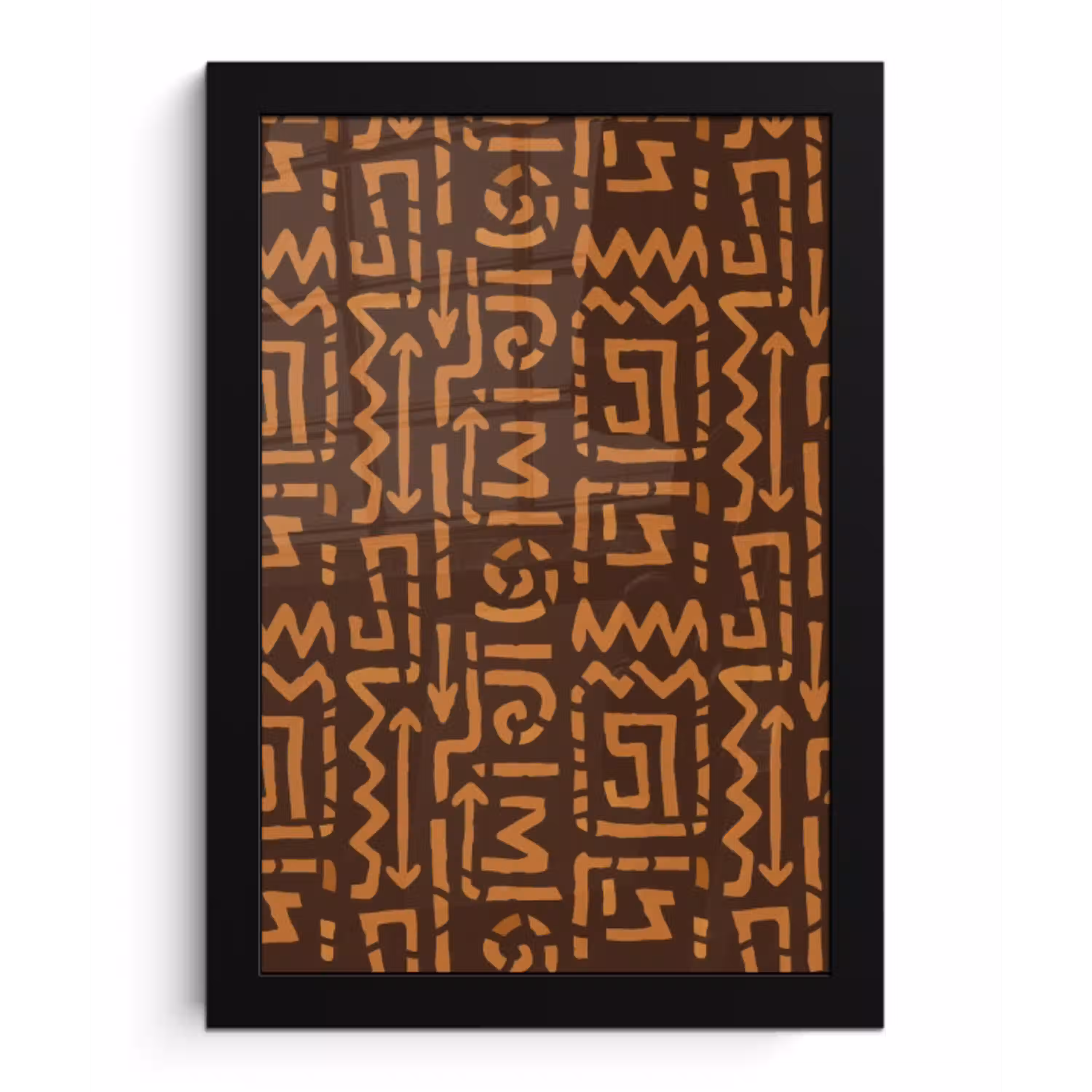 Chocoladebruin - Etnisch - Tribaal - Symbolen fotolijst zwart zonder passe partout klein 224 -3d