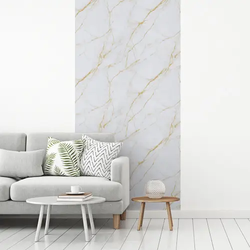 Wit - Marmer - Goud - Luxueus fotobehang vinyl groot 64 -woonkamer