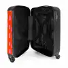 Vlekkenpatroon in roze op felrode achtergrond NBS - Handbagage koffer - Kinderen Unisex middel -binnenkant