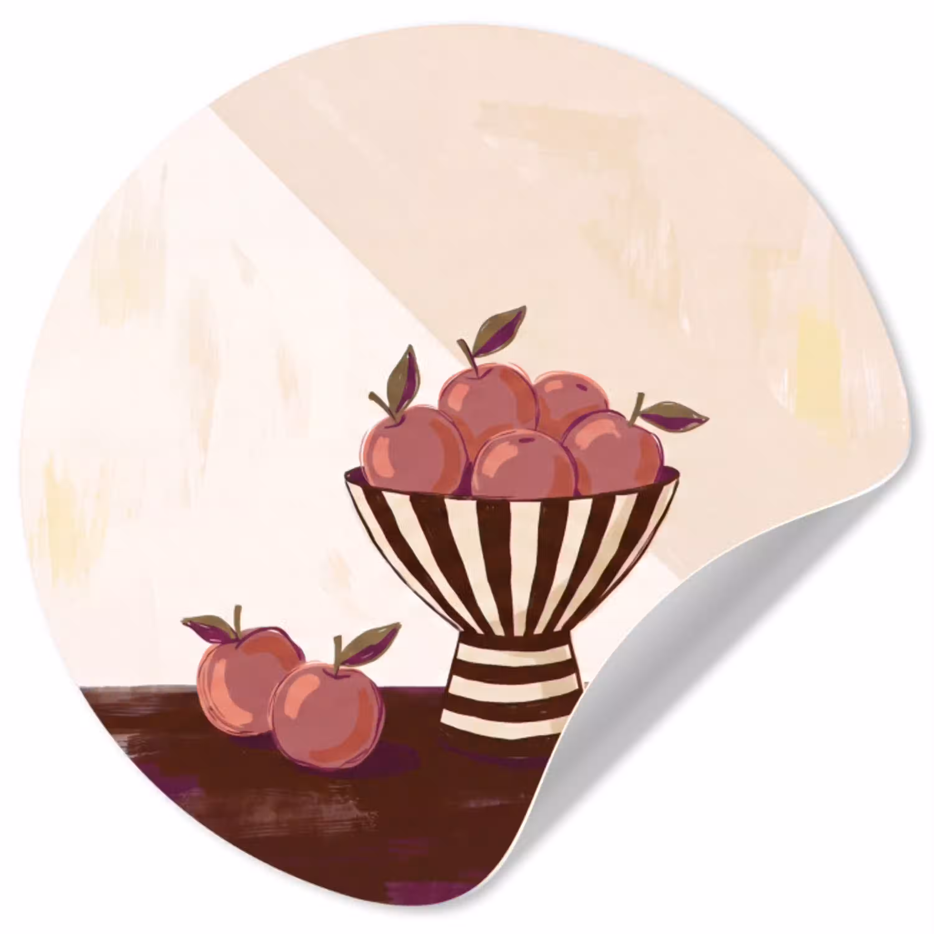 Eten - Schaal - Stilleven - Modern - Rood Wandcirkel behangsticker klein -3d