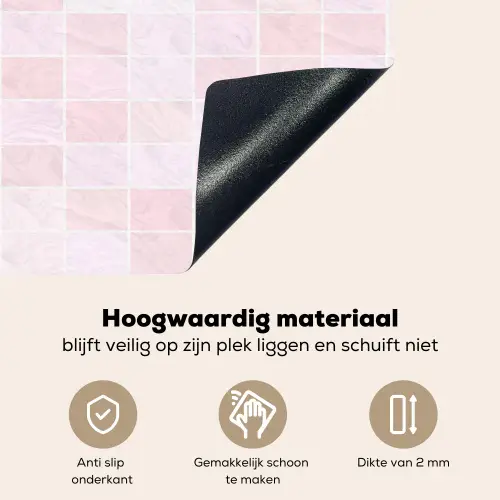 Marmer - Patroon - Mozaïek - Roze Inductie beschemer met haakjes klein 777 -ky-onderkant-nl