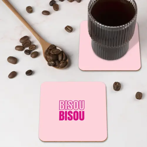 Bisou - Roze - Minimalistisch onderzetter kurk middel -sfeer2