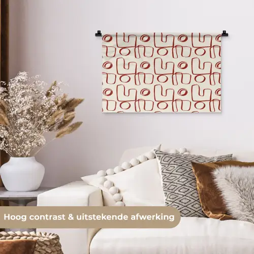 Abstract - Patroon - Beige - Rood Wandkleed katoen klein 269 -sfeer1
