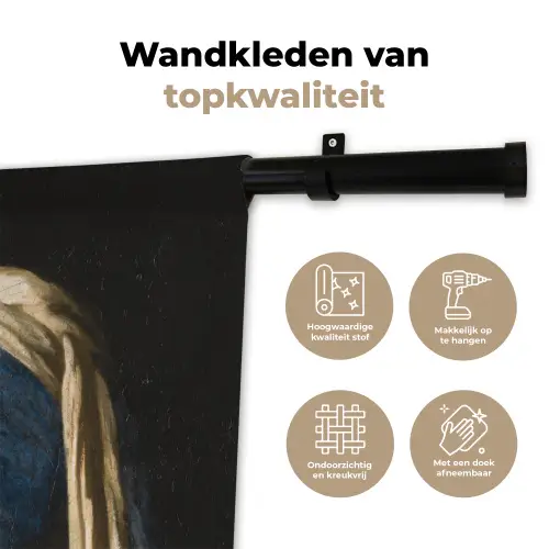 Meisje met de parel - Johannes Vermeer - Bril Wandkleed katoen klein -sfeer2