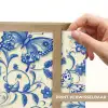 Vlinders - Bloemen - Blauw - Botanisch Light Box met batterij (Wandlamp) middel 907 -USP_websiteprintNL