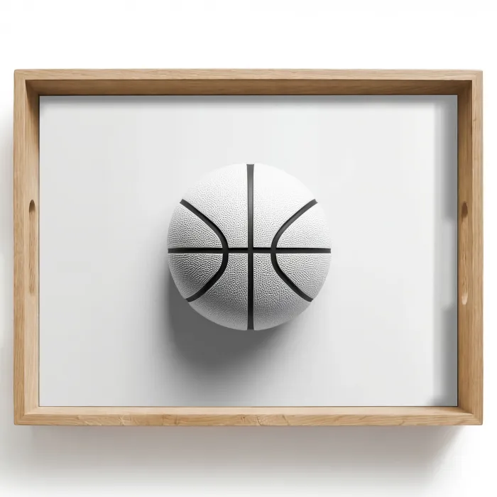 Basketbal - Wit - Schaduw - Lijnen Dienblad Rechthoek middel -z3d_shopping