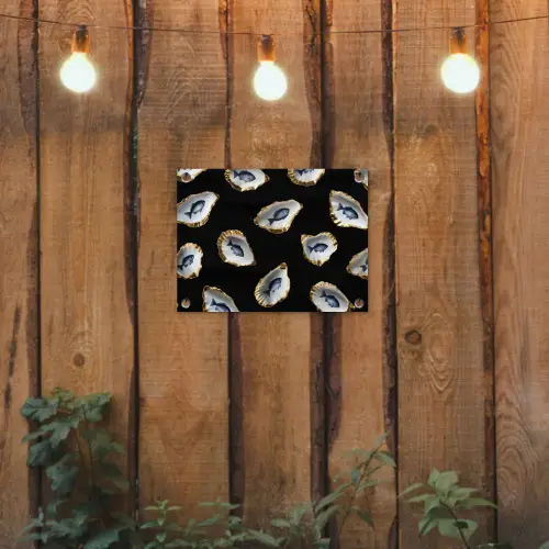 Oesters - Vissen - Blauw - Goud tuinposter los doek klein -sfeer1