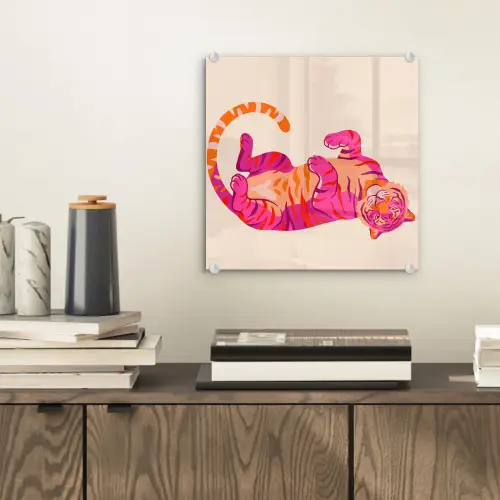 Tijger - Roze - Oranje plexiglas 5mm klein -sfeer1