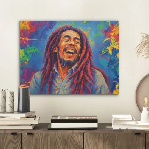 Regenboogkleuren - Man - schilderij PET vilt klein -sfeer1