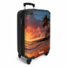 Strand met palmboom bij zonsondergang NBS - Handbagage koffer - Unisex middel -productfoto_3d